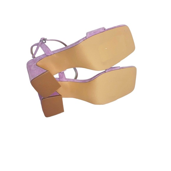 Steve Madden A Buzz Lilac Suede Leather Ankle Strap Squared Heeled Sandal Size 7 - Picture 7 of 7